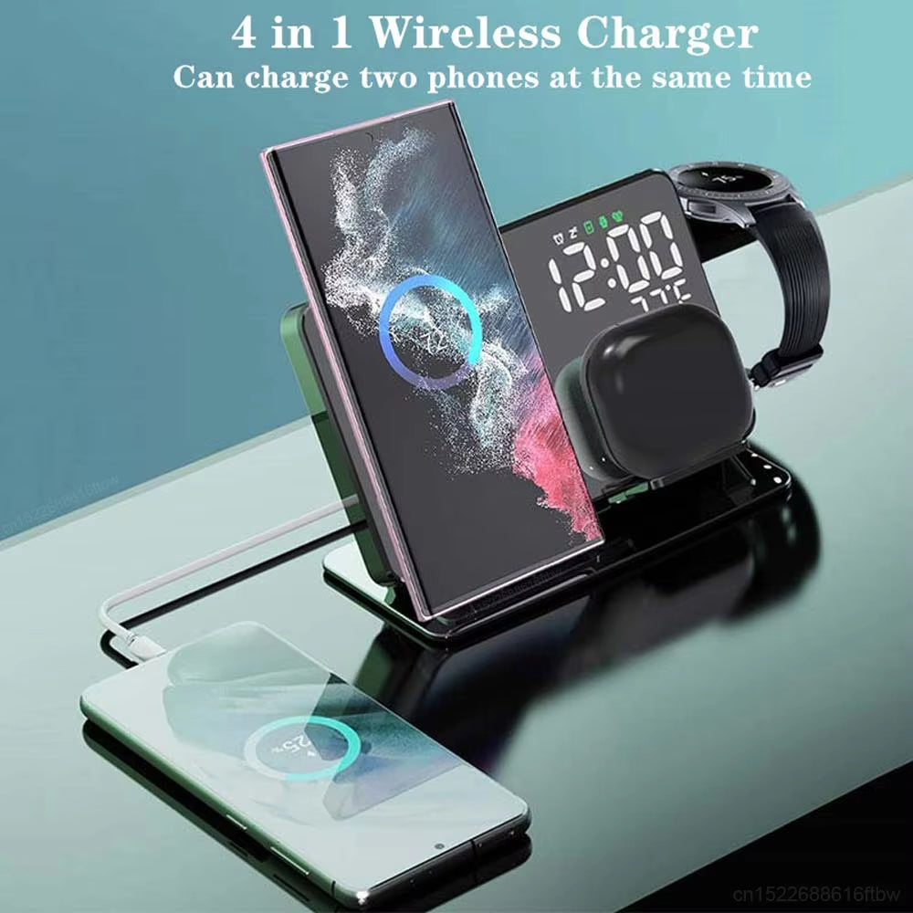 3 in 1 Wireless Charger for  Galaxy Watch 6 5 Pro Fast Charging Station for Galaxy S24 S23 S22 Alarm Clock Chargers Stand