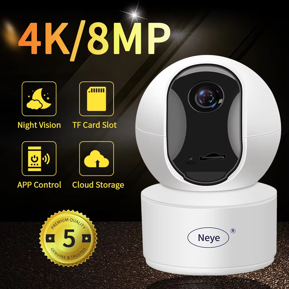 Neye 8MP 4K Wifi Security Camera Home Indoor Baby/Elderly Monitor 360 ° Panoramic Camera Night Vision Bidirectional Audio