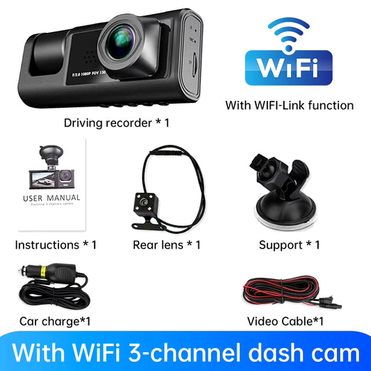 1080P Wifi-Tachograph Car Dash Cam 170° Wide-Angle 2-Inch LCD Screen 5V 4A APP Control Dashcam Fits for All Cars