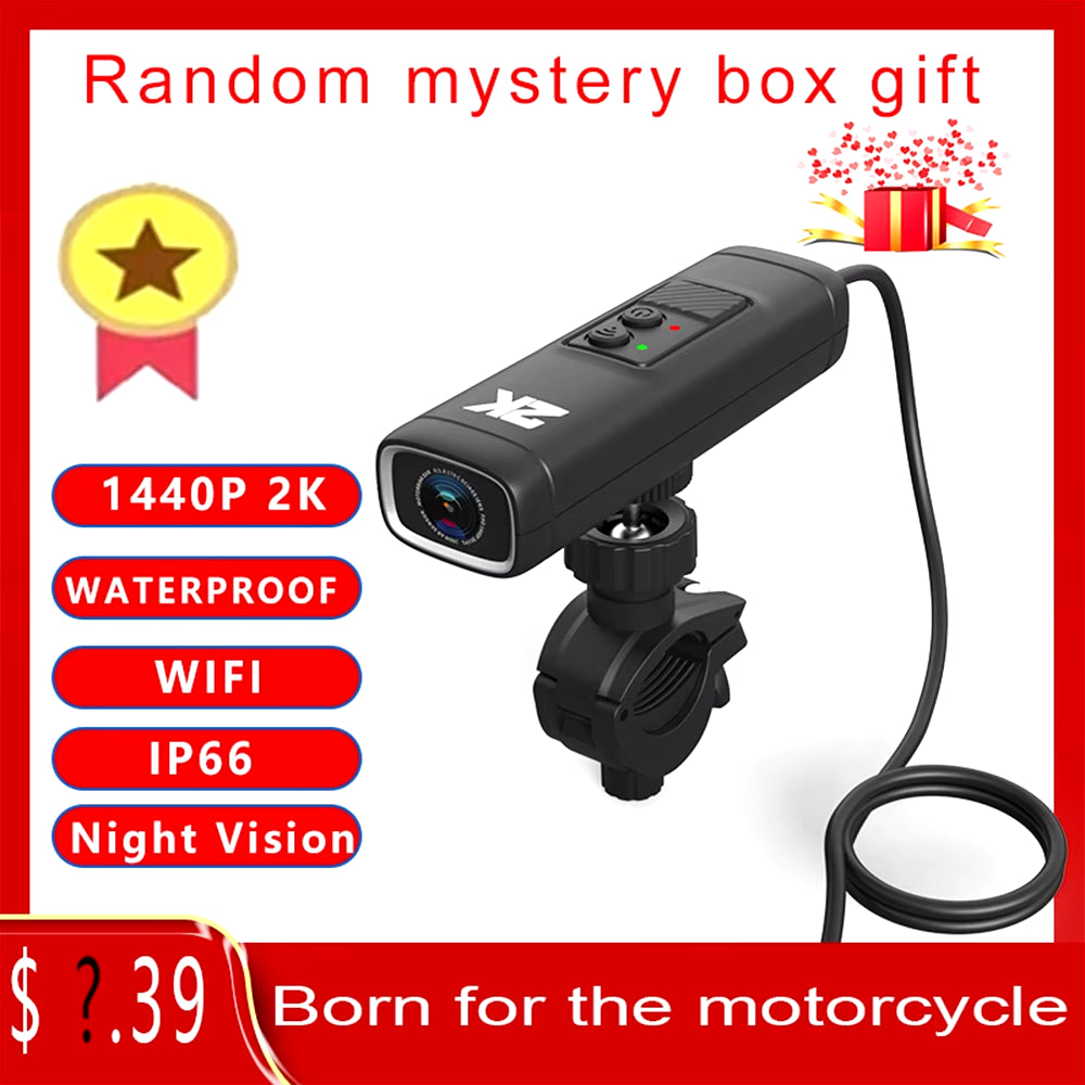 Motorcycle Camera Video Recorder Dashcam 2K 1440P Motor Bicycle Camera Helmet Camera Wifi Motor Bike DVR Dash Cam Night Vision