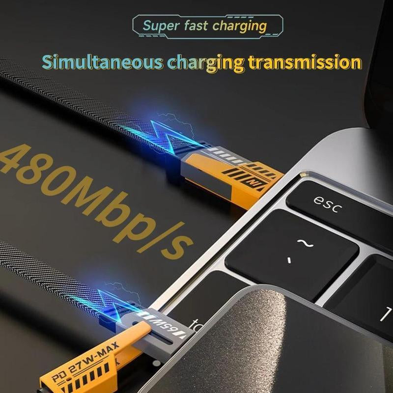 LASATE 4-In-1 USB C Cable, MAX 240W USB A+ Type C + Watt Charger Lightning Multi Functional Durable Aluminum Alloy 240W with LED Lights Suitable for Iphone 16/15/14 Samsung Galaxy, Android Phones & Tablets Ipad Pro Smartphone Fast Charging Cables