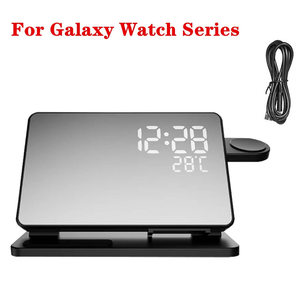 3 in 1 Wireless Charger for  Galaxy Watch 6 5 Pro Fast Charging Station for Galaxy S24 S23 S22 Alarm Clock Chargers Stand