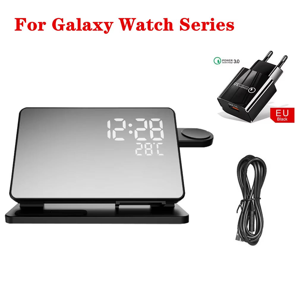 3 in 1 Wireless Charger for  Galaxy Watch 6 5 Pro Fast Charging Station for Galaxy S24 S23 S22 Alarm Clock Chargers Stand