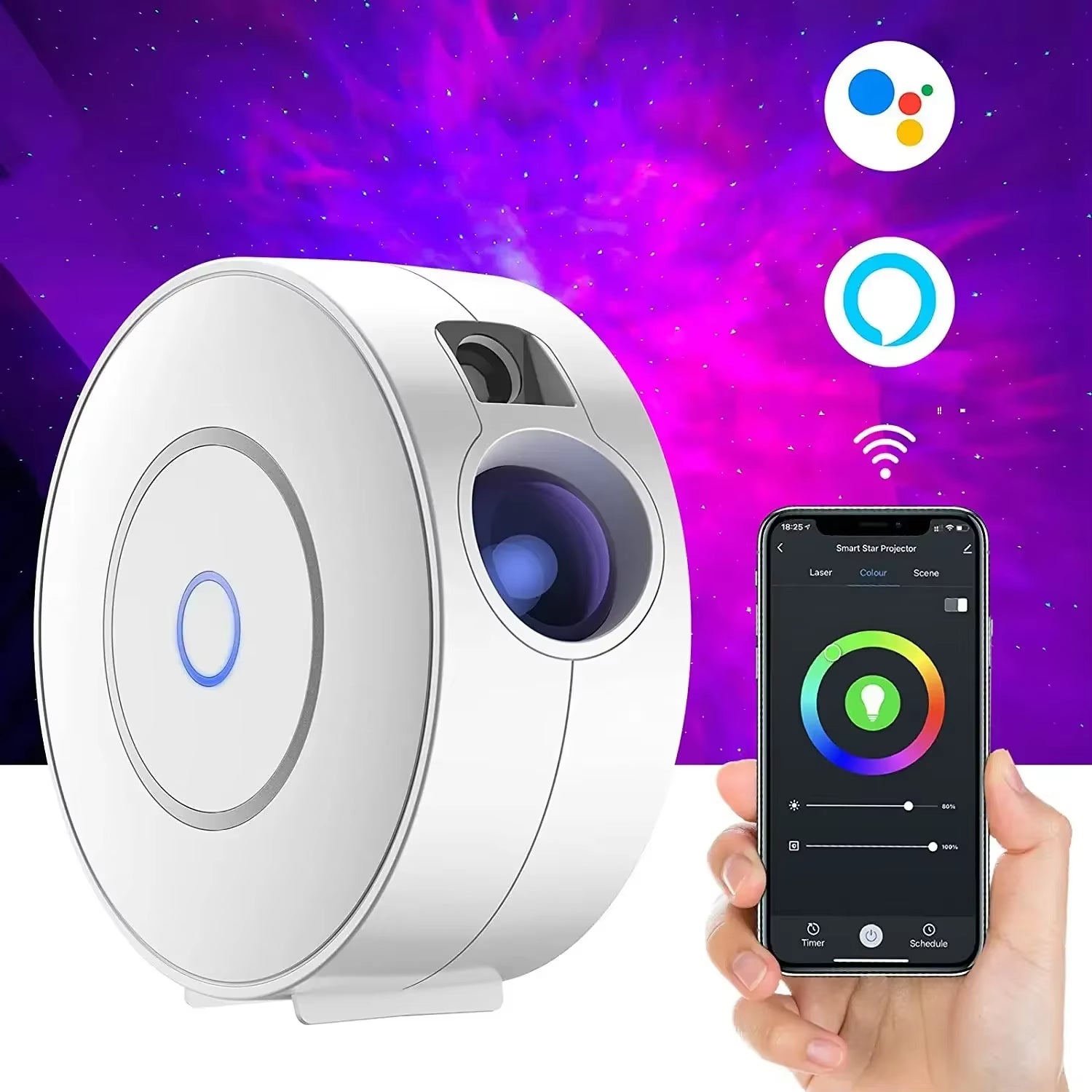 Tuya Smart Star Projector Wifi Laser Starry Sky Projector Waving Night Light Led Colorful APP Wireless Control Alexa Compatible